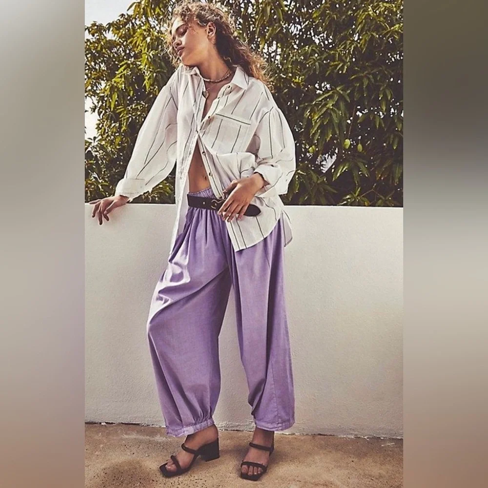 Free People Go The Sky Parachute Pants In Lavender - Picture 4 of 9